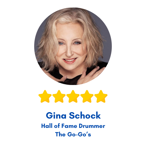 Photo of Gina Schock, Hall of Fame Drummer for The Go-Gos's, with 5-star rating of Radiant Face 18.